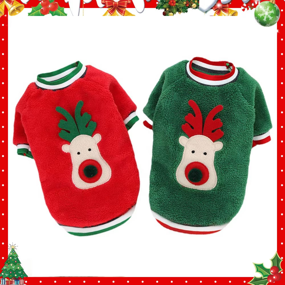 Elk Pet Cats Dogs Christmas Clothes Winter Costume Flannel Warm Festive Coat Puppy Accessories Pet Clothing Gift