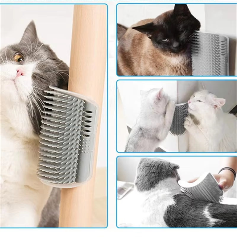 Cat Brush Comb Cat Toy with Catnip Cat Wall Brush Corner Cat Massage Self Groomer Comb Cat Rub the Face with a Tickling Comb Pet