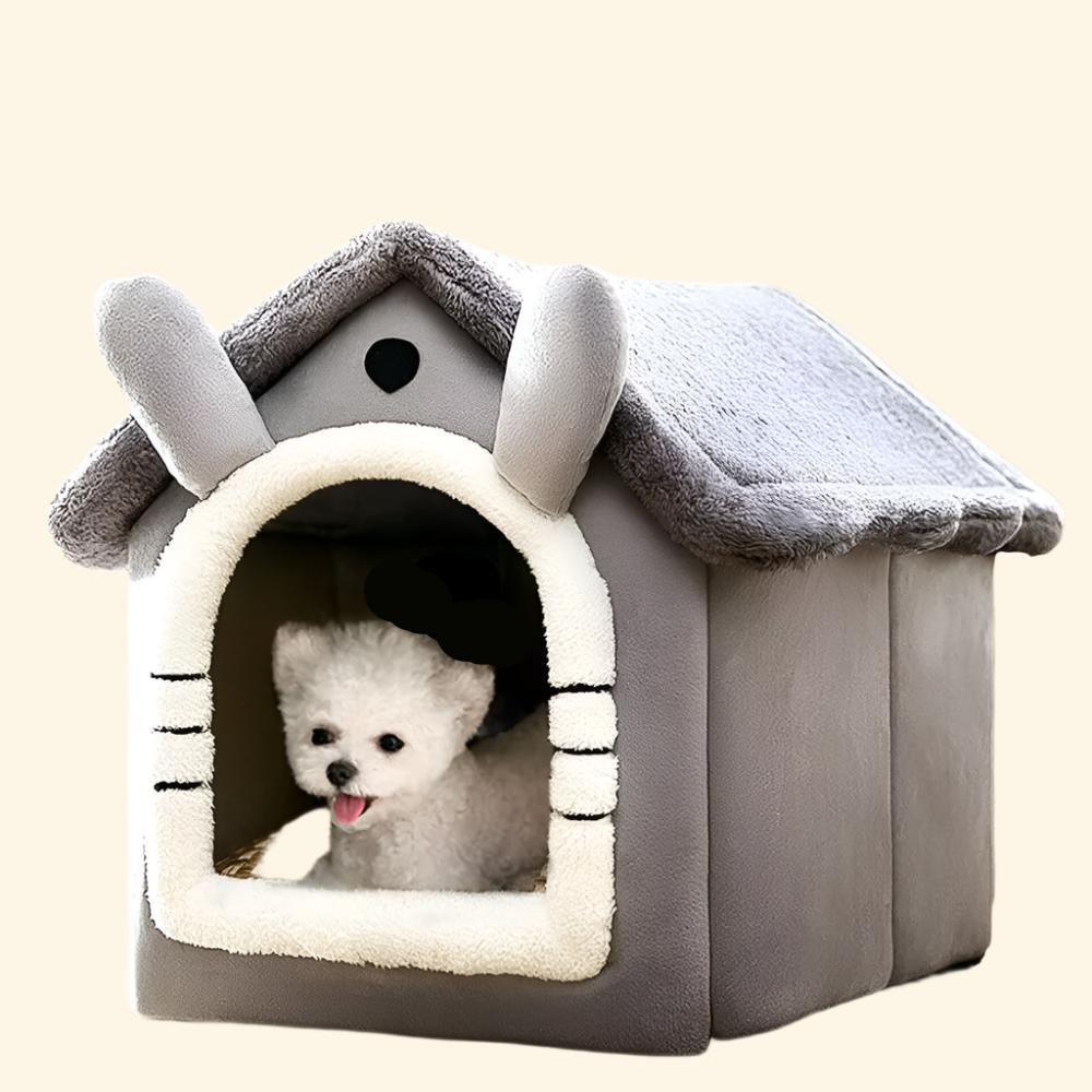 Pet Cat Bed Cat Dog House Puppy Bed Kitten Nest Winter Warm Closed plus Velvet Soft Grey Pet Warm House