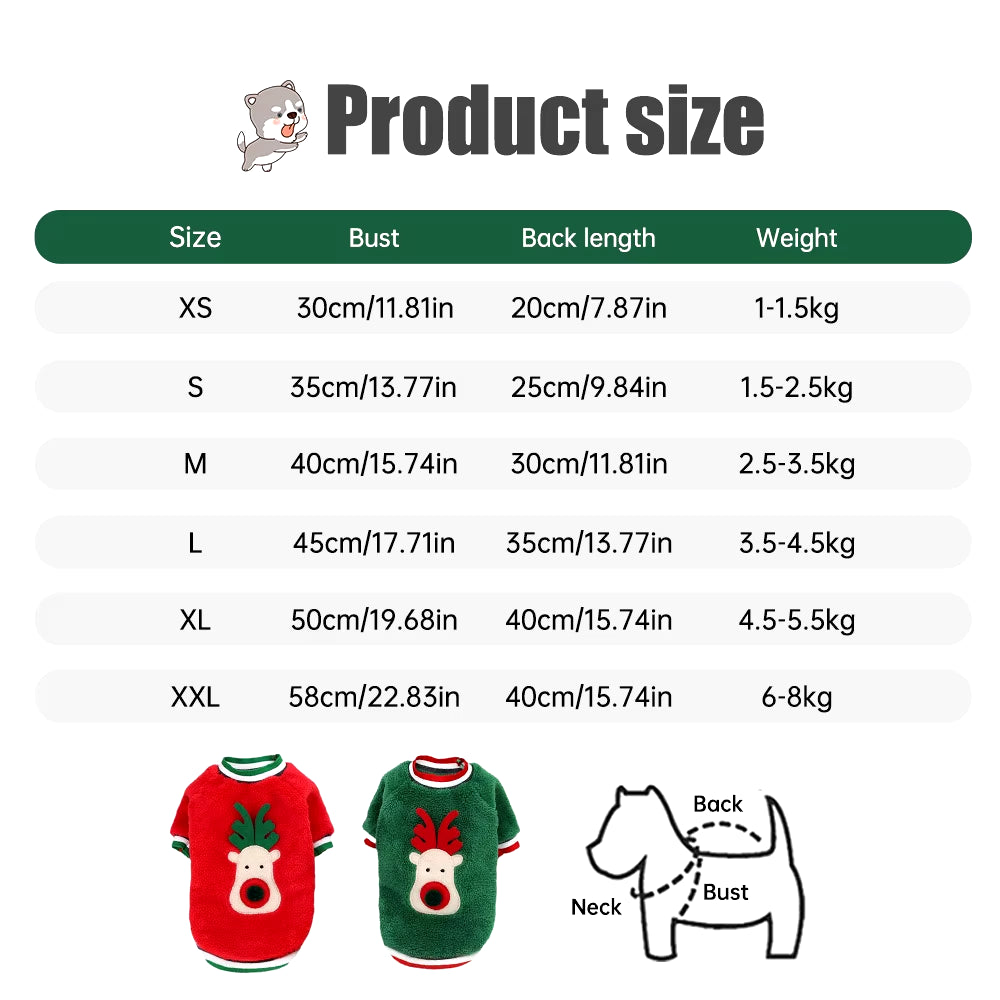 Elk Pet Cats Dogs Christmas Clothes Winter Costume Flannel Warm Festive Coat Puppy Accessories Pet Clothing Gift