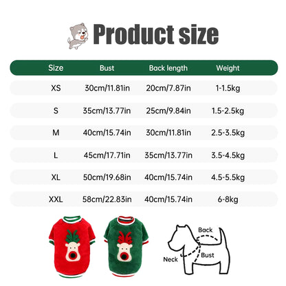 Elk Pet Cats Dogs Christmas Clothes Winter Costume Flannel Warm Festive Coat Puppy Accessories Pet Clothing Gift