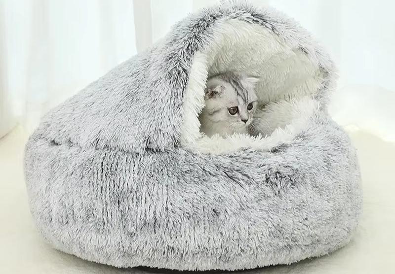 Winter Plush Pet Cat Bed round Cat Cushion Cat House 2 in 1 Warm Cats Basket Pet Sleep Bag Kitten Nest Kennel for Small Dog Cats