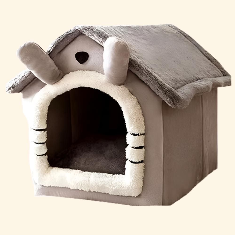 Pet Cat Bed Cat Dog House Puppy Bed Kitten Nest Winter Warm Closed plus Velvet Soft Grey Pet Warm House