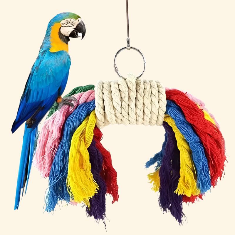 Pet Bird Chewing Toy Cotton Rope Parrot Toy Bite Bridge Bird Tearing Toys Cockatiels Training Hang Swings Birds Cage Supplies